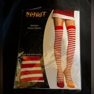Red and White Striped Thigh Highs, new in package